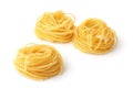 Uncooked spaghetti pasta nests