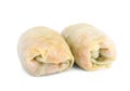 Uncooked stuffed cabbage rolls on white background Royalty Free Stock Photo