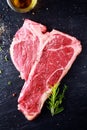 Uncooked t-bone or porterhouse steak Royalty Free Stock Photo