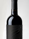 Uncork Elegance, Exploring the Abstract Design of a Sleek, Dark Wine Bottle Label with Intricate Linear Patterns, a