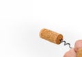 Uncorking a bottle of wine. Close-up wine cork stopper. Bottle opener