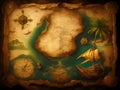 Antique Cartography: Aged Treasure Map Elegance Royalty Free Stock Photo