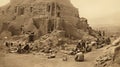Timeless Discovery: Sepia Masterpiece of Egyptian Archaeological Excavation
