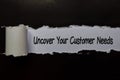 Uncover Your Customer Needs write on white and black torn paper Royalty Free Stock Photo