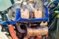 Uncovered engine of small light plane