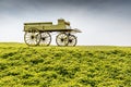 Uncovered wagon retro style in beautiful nature scene farmland