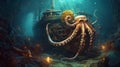 Deep-Sea Treasure Hunt: Exploring a Sunken Ship with Octopus and Gold
