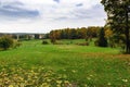 Uncultivated farmland landscape near Cesis town, Latvia Royalty Free Stock Photo