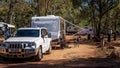 Caravan Set Up By Travellers Visiting Undara Volcanic National Park