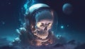 undead astronaut digital art illustration, Generative AI