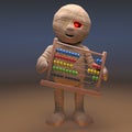 Undead Egyptian mummy monster holding an abacus, 3d illustration Royalty Free Stock Photo