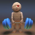 Undead Egyptian mummy monster lifting weights in the desert, 3d illustration Royalty Free Stock Photo