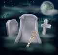 Undead skeleton hand grave Royalty Free Stock Photo