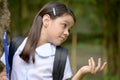 Undecided Child Girl Student With Books Royalty Free Stock Photo