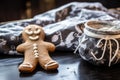 undecorated, freshly baked gingerbread man next to a piped icing bag Royalty Free Stock Photo