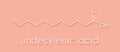 Undecylenic acid topical antifungal drug molecule. Skeletal formula.