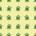 Little birdies seamless pattern, green and yellow
