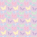 Random butterflies pastel repeat pattern design. Royalty Free Stock Photo