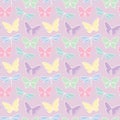 Random butterflies pastel repeat pattern design.