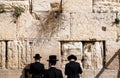 Undefined ultra-orthodox jewish persons prays next to Western Wall in Jerusalem