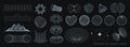 undefinedFuturistic 3D wireframe geometric shapes cyberpunk and psychedelic, sci-fi, Y2K icons set. Editable strokes