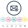 Undelete mail flat color icons in round outlines Royalty Free Stock Photo