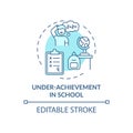 Under achievement at school blue concept icon Royalty Free Stock Photo