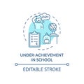 Under achievement at school blue concept icon