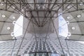 Under the Arch of La Defense and business district center of Paris West Royalty Free Stock Photo