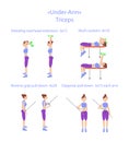 Upper body exercises with dumbbells.Triceps Exercises.Toned arms.