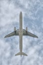 Under a big jet plane flying Royalty Free Stock Photo