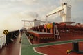 Under the blue sky and white clouds, sea sailing across the oil tanker, VLCC combined Royalty Free Stock Photo