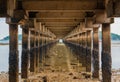 Under the boardwalk by the ocaen Royalty Free Stock Photo