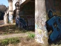 Under the bridge of graffiti Royalty Free Stock Photo