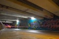Under a bridge with Grafs and tags at night Royalty Free Stock Photo