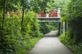 Under the bridge with a green scandinavian view next to the river Royalty Free Stock Photo