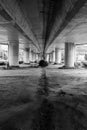 Under A Bridge Monochrome Dirt Ground Cement Pillars