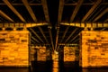Under a bridge at night, in Washington, DC. Royalty Free Stock Photo