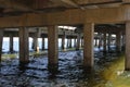 Under A Bridge That Is Over Water. Royalty Free Stock Photo