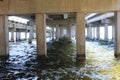 Under A Bridge That Is Over Water. Royalty Free Stock Photo