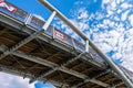 Under the bridge - steel-wooden bridge construction seen from be Royalty Free Stock Photo