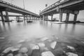 Under a bridge view in Penang Malaysia in black and white Royalty Free Stock Photo