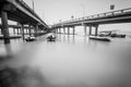 Under a bridge view in Penang Malaysia in black and white Royalty Free Stock Photo