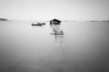 Under a bridge view in Penang Malaysia in black and white Royalty Free Stock Photo