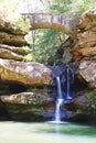 Under the bridge waterfall Royalty Free Stock Photo