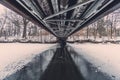 Under the bridge during winter Royalty Free Stock Photo