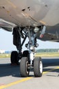 Under cart of an airplane close up