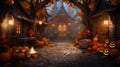 haunted haven, a halloween pathway with halloween pumpkin