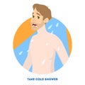 Under the cold shower. Idea of body hygiene Royalty Free Stock Photo