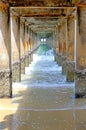 Under concrete bridge at the local pier